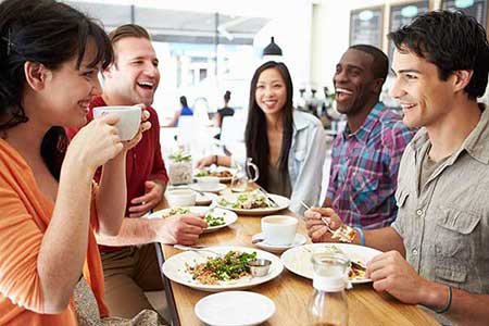Friends having lunch together